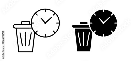 Time waste vector icon set black filled and outlined style.