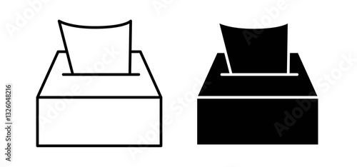 Tissue box vector icon set black filled and outlined style.