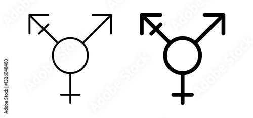 Transgender vector icon set black filled and outlined style.