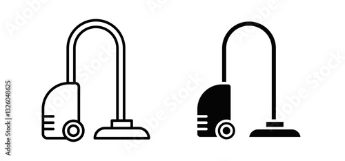 Vacuum cleaner vector icon set black filled and outlined style.