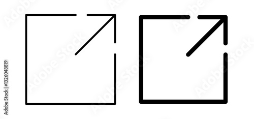 Window Maximize vector icon set black filled and outlined style.