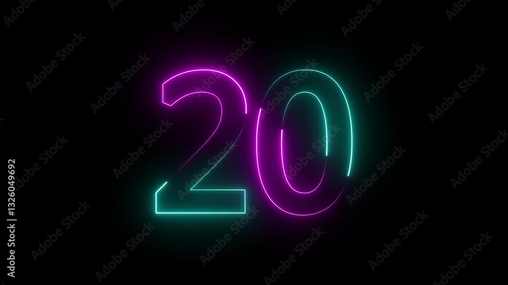 The neon 20 text icon animation displays glowing numbers that smoothly transition between colors and flicker, creating a dynamic, eye-catching effect that enhances visual appeal. The neon 20 text icon animation displays glowing numbers that smoothly transition between colors and flicker, creating a dynamic, eye-catching effect that enhances visual appeal.