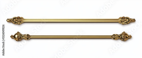 Ornate Gold Rods Against White Background