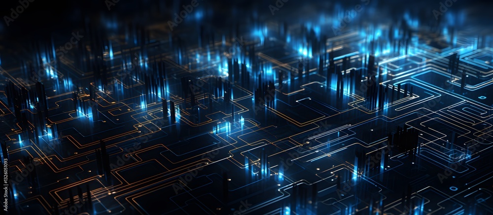 Artificial intelligence chip concept attached to digital circuit board Artificial intelligence chip concept attached to digital circuit board