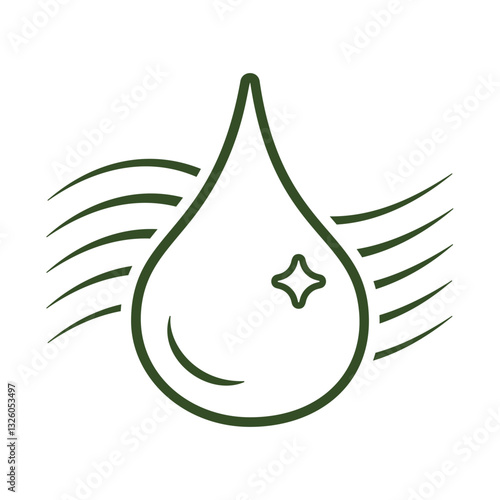 Vector Icon Representing Deep Hydration With a Hair Strand and Water Droplets