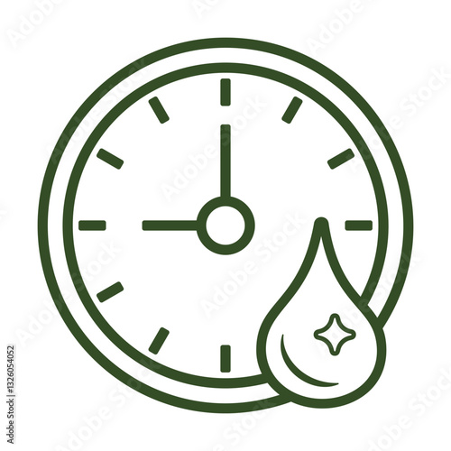 Vector Icon Depicting a Watch With a Drop Symbolizing Skin Moisturizing Effectiveness