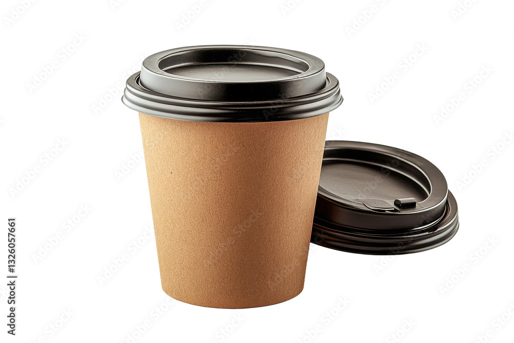 Coffee cup with lid on a transparent background Coffee cup with lid on a transparent background