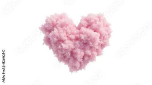 Pink heart-shaped cloud floating isolated on transparent background. generative ai
