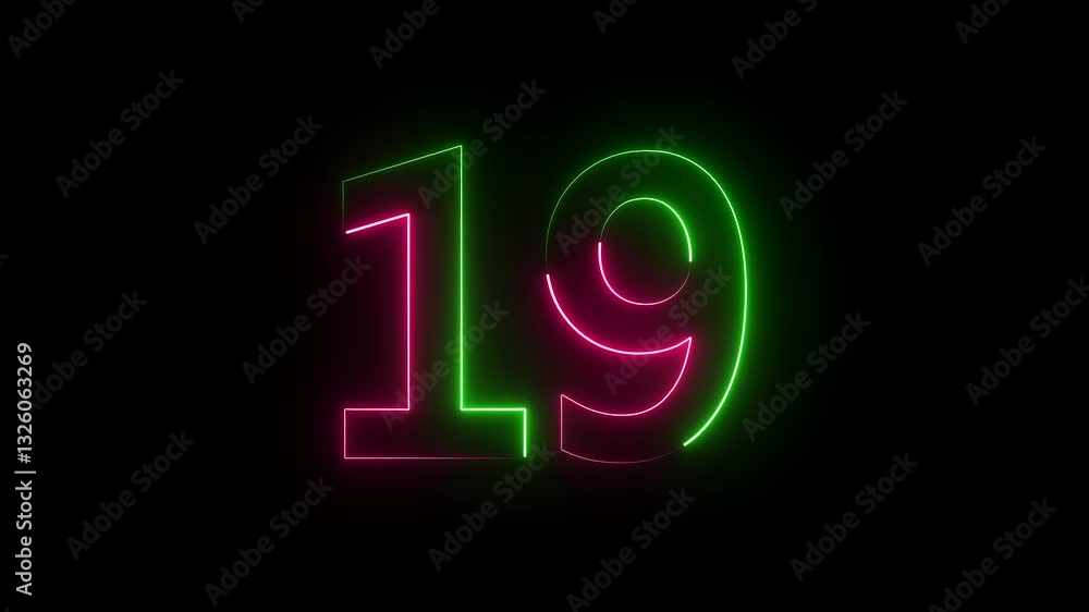 The neon 19 number icon features bright, glowing digits with a sleek, modern design. The vibrant numbers shine against a dark background, creating a striking visual contrast. The neon 19 number icon features bright, glowing digits with a sleek, modern design. The vibrant numbers shine against a dark background, creating a striking visual contrast.