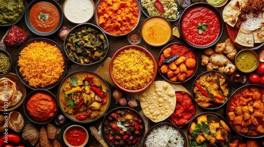 A Feast of Indian Delights: A Colorful Array of Dishes A Feast of Indian Delights: A Colorful Array of Dishes
