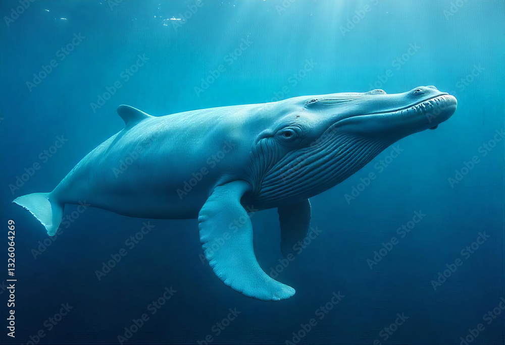 Fototapeta premium Blue Whale is swimming in the ocean