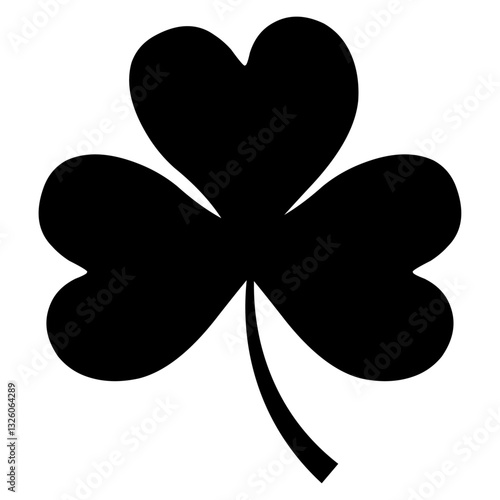 Trèfle chanceux, symbole du jour de la Saint Patrick, trèfle à quatre feuilles, noir, vecteur