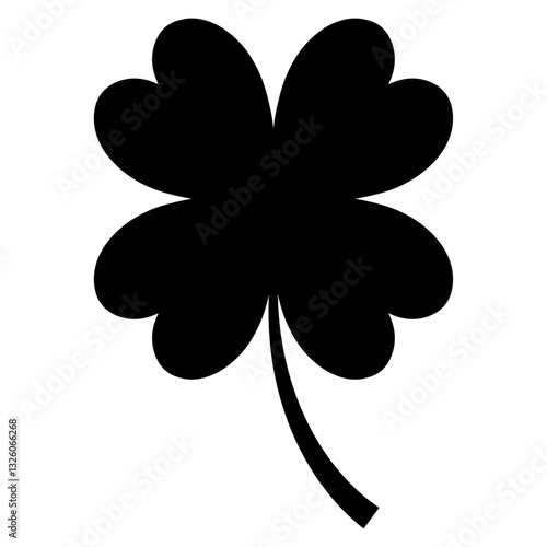 Trèfle chanceux, symbole du jour de la Saint Patrick, trèfle à quatre feuilles noir, icône irlandaise, vecteur