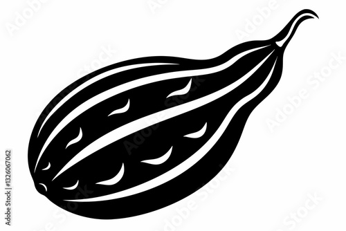 bitter gourd line art silhouette vector illustration