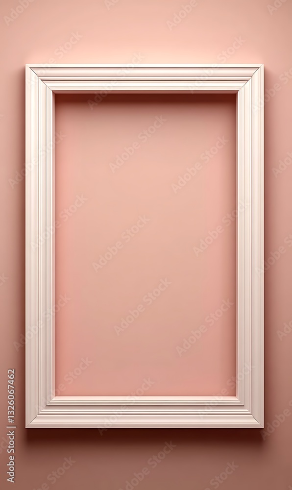Elegant Empty Picture Frame Against a Soft Blush Colored Wall for Artistic Presentation Scenarios Elegant Empty Picture Frame Against a Soft Blush Colored Wall for Artistic Presentation Scenarios