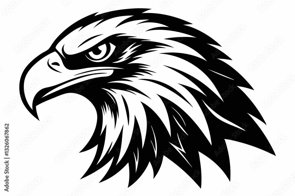 Obraz premium eagle head line art silhouette vector illustration