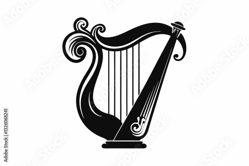 harp line art silhouette vector illustration