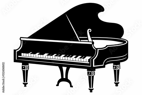 harpsichord line art silhouette vector illustration