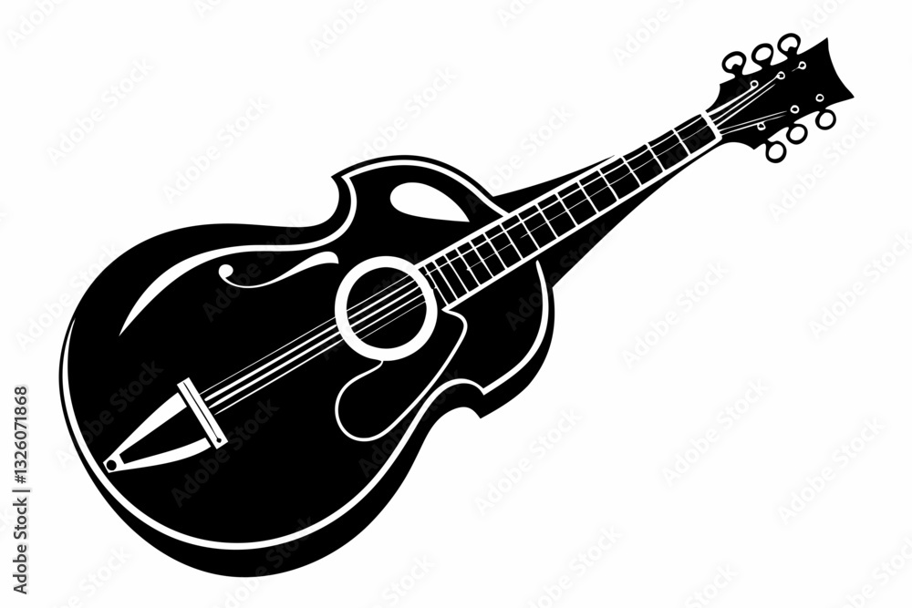 Fototapeta premium mandolin line art silhouette vector illustration