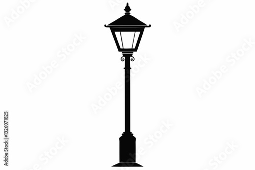lamp post light line art silhouette vector illustration