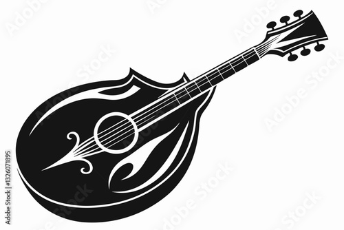 mandolin line art silhouette vector illustration
