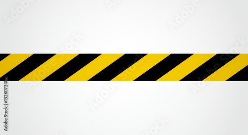 single Under construction sign with caution tape and warning stripes in yellow and black, isolated white background