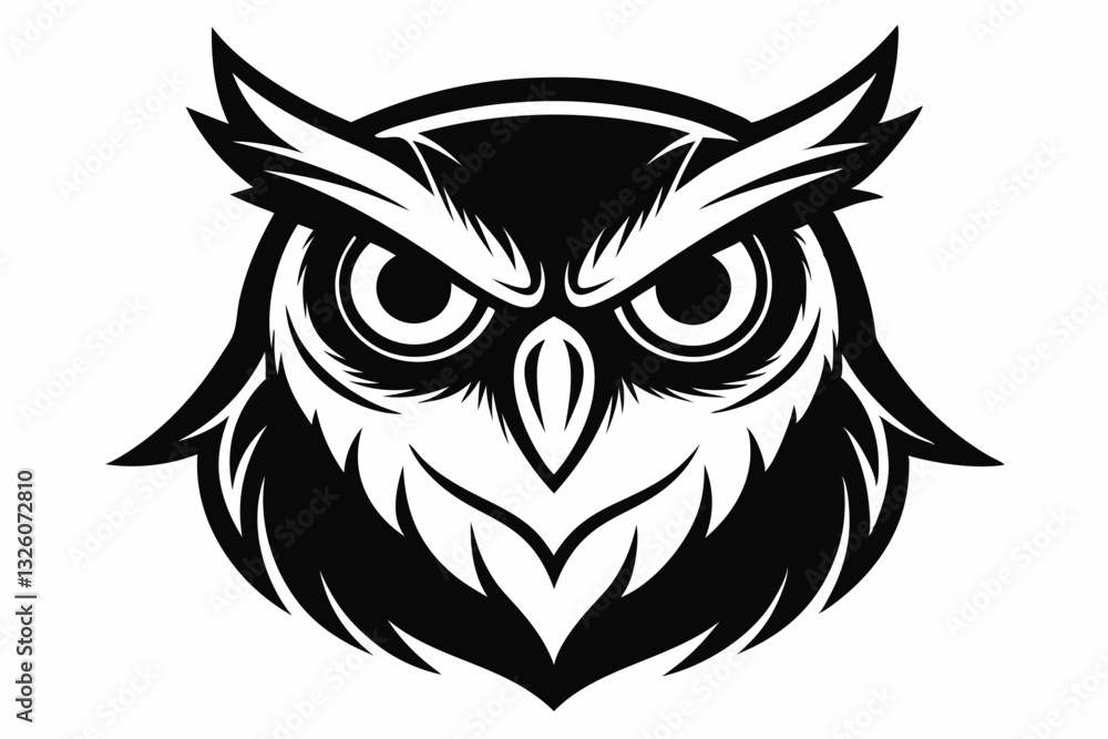 Fototapeta premium owl head line art silhouette vector illustration