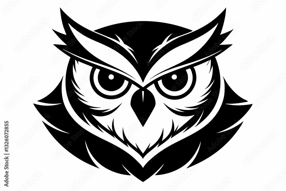 Fototapeta premium owl head line art silhouette vector illustration