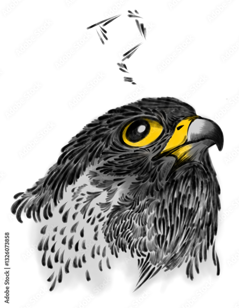 Fototapeta premium A digital painted picture of the doubt Peregrine Falcon