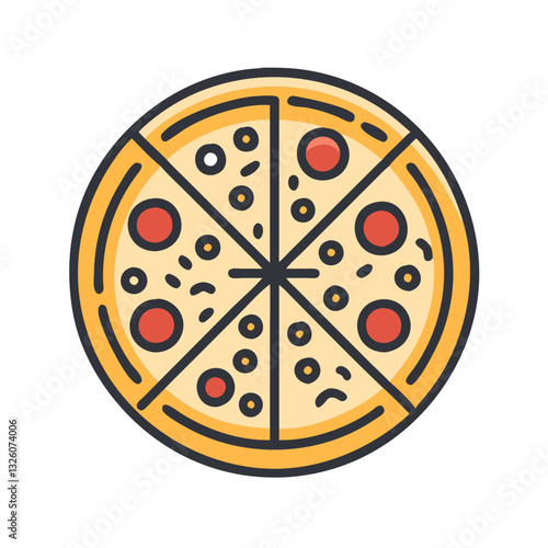 pizza icon vector , pepperoni round pizza