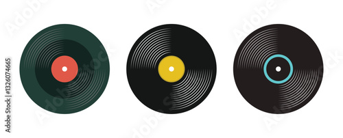 Vector vinyl record disc set vector