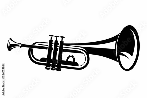 trumpet line art silhouette vector illustration