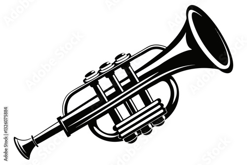 trumpet line art silhouette vector illustration