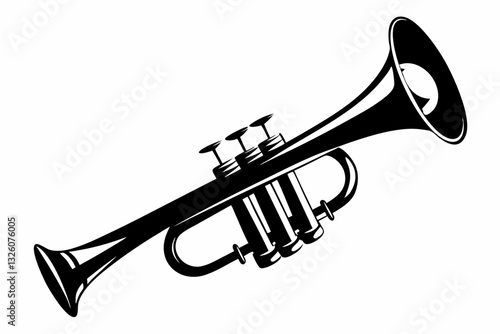 trumpet line art silhouette vector illustration