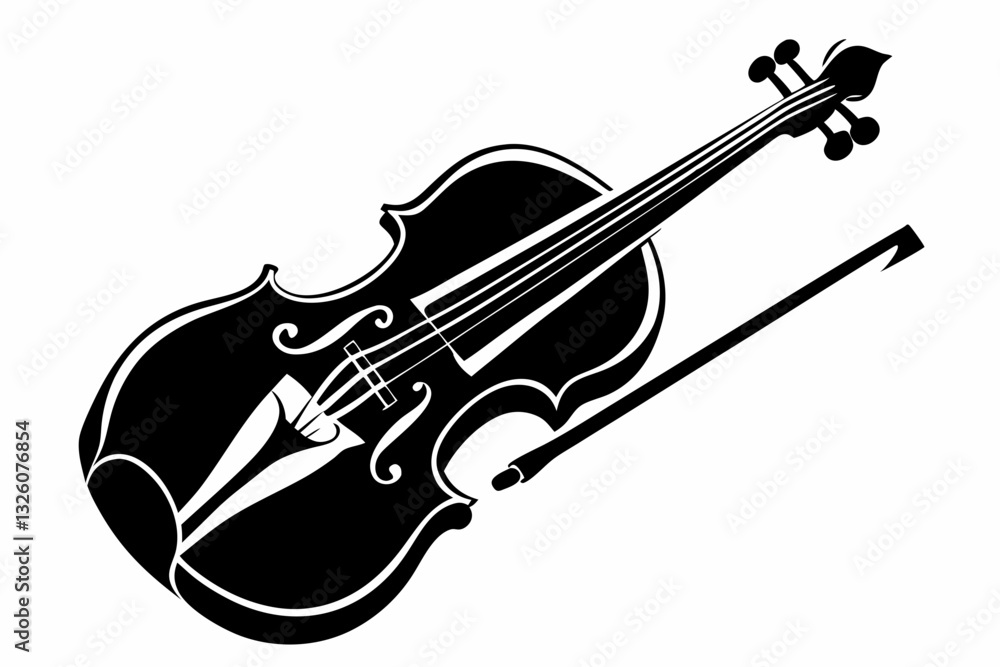 Obraz premium violin line art silhouette vector illustration