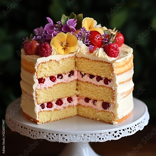 piece of cake with berries