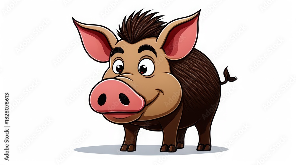 Happy cartoon boar with a big smile and perky ears Happy cartoon boar with a big smile and perky ears