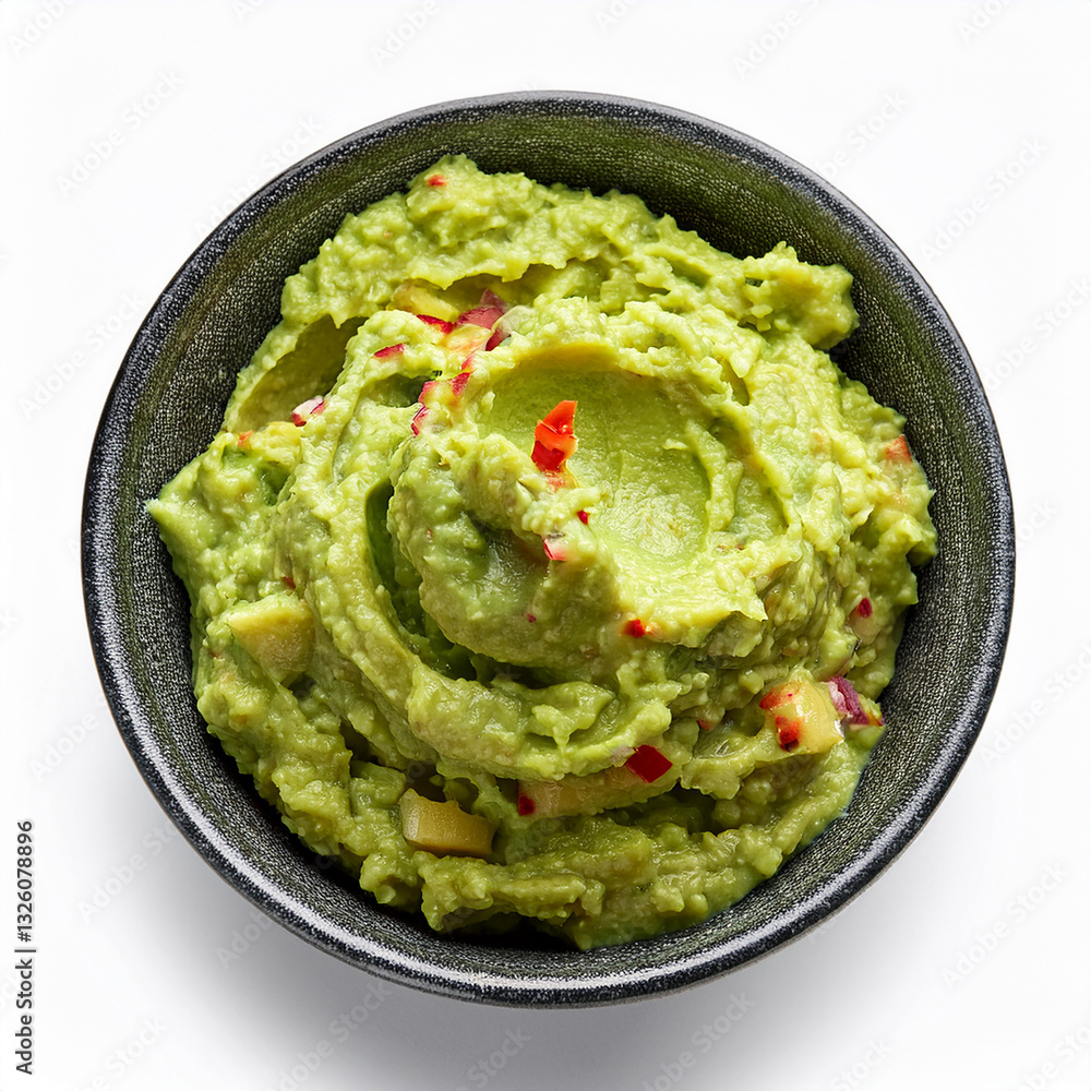 guacamole with avocado isolated on a white background guacamole with avocado isolated on a white background