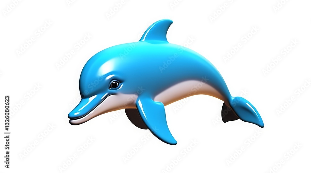 Happy cartoon dolphin with a smooth blue body and joyful expression