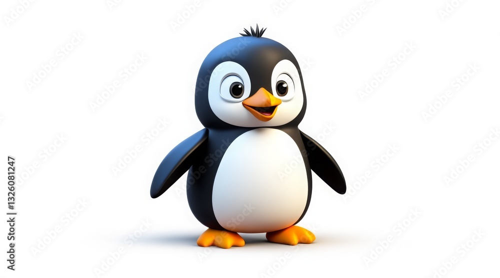 Happy cartoon penguin with open wings and bright eyes Happy cartoon penguin with open wings and bright eyes