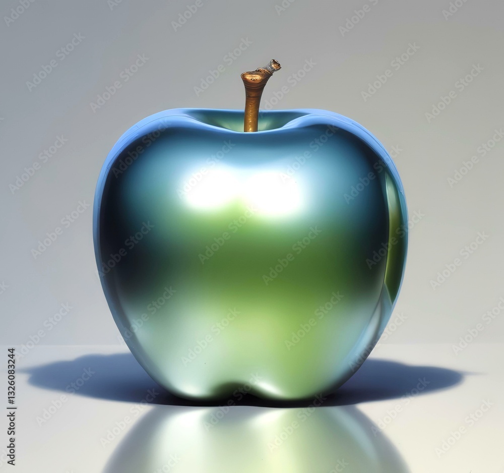 Obraz premium Illustration of shiny metalic apple.