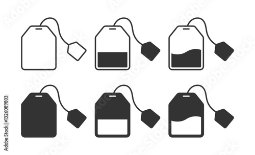 Tea bag icons set