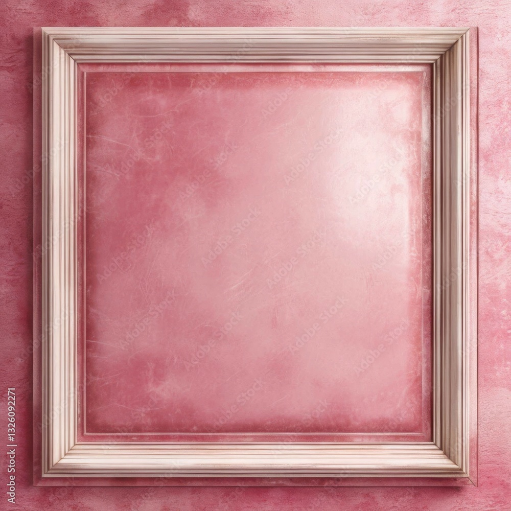Fototapeta premium A pink velvet background with white frame edges and soft pink lighting for romantic presentations. Generated AI