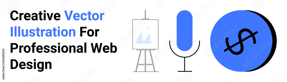 Microphone, canvas easel, and dollar sign icon emphasize creativity, design, communication, and profitability. Ideal for creatives, marketing, branding education communication tools innovation Microphone, canvas easel, and dollar sign icon emphasize creativity, design, communication, and profitability. Ideal for creatives, marketing, branding education communication tools innovation