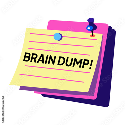 A flat sticker of pinned note written brain dump 