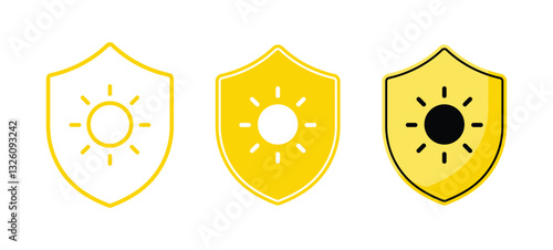 set sun protect shield icon