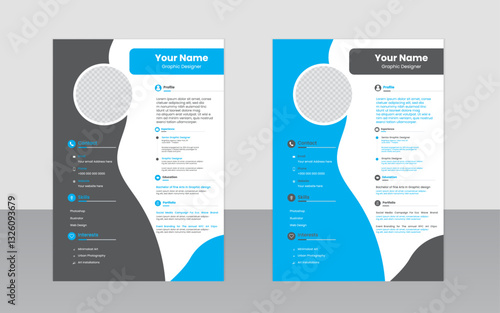 Morden CV design template blue color and circle shape print ready 
