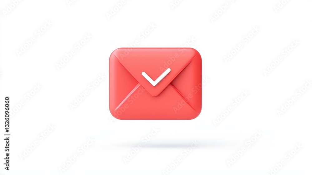 Isolated Red Email Notification Icon on Clean White Background for Digital Communication Isolated Red Email Notification Icon on Clean White Background for Digital Communication