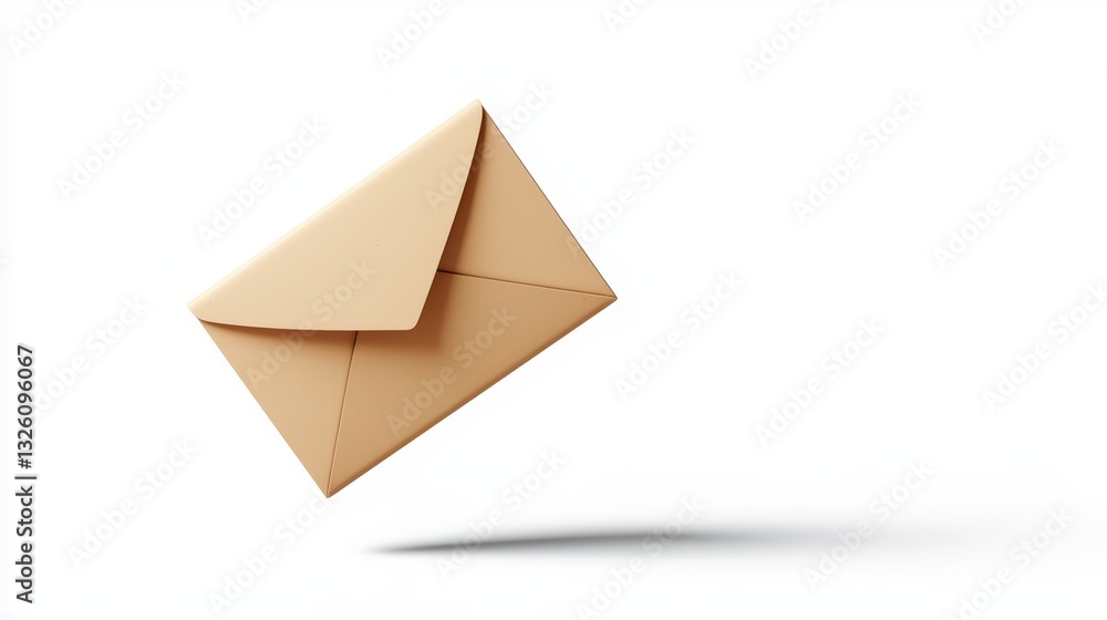 Isolated Concept of Email Notification with Envelope on Clean White Background Isolated Concept of Email Notification with Envelope on Clean White Background