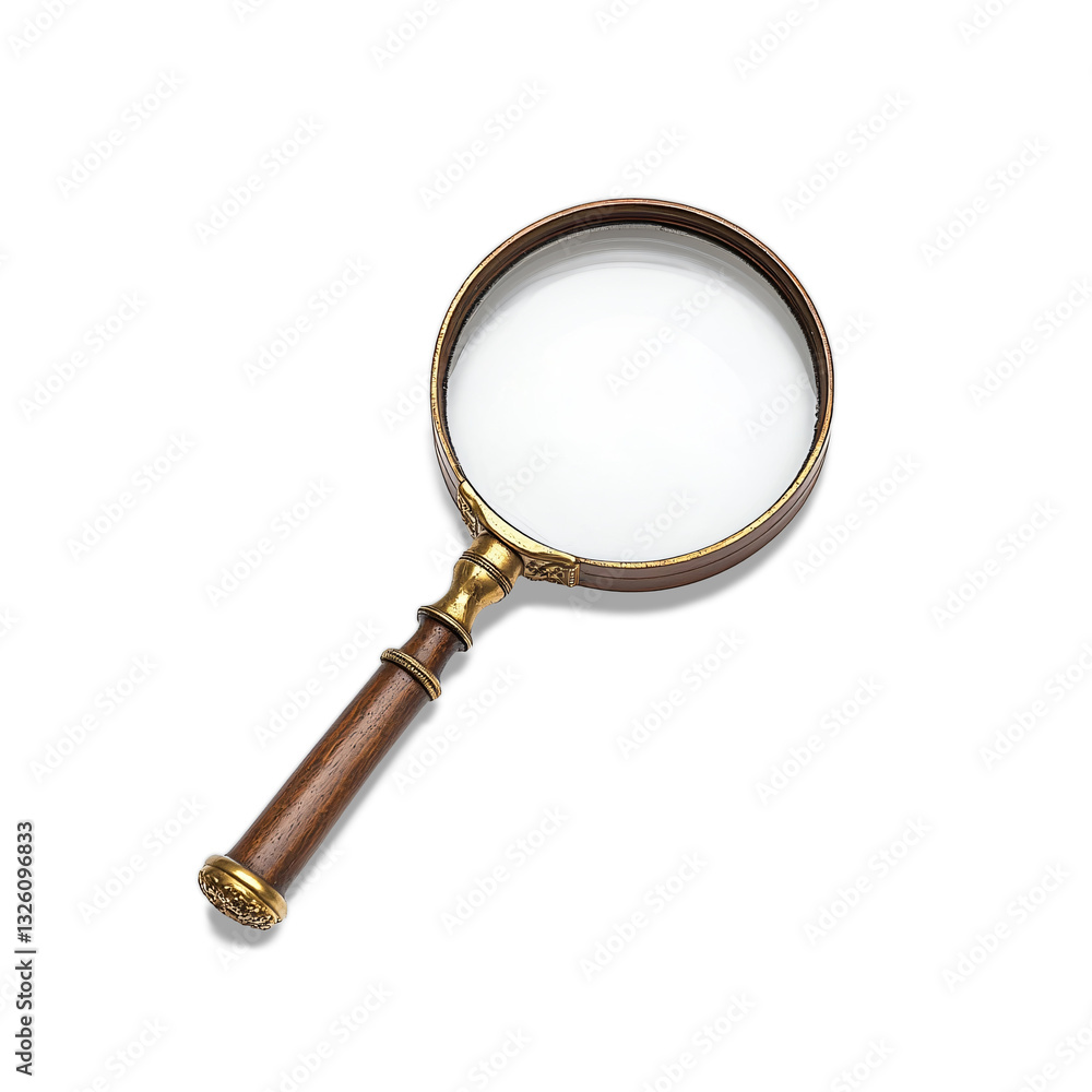 Magnifying Glass Isolated Golden Loupe Lens, on a white and transparent background, PNG. Magnifying Glass Isolated Golden Loupe Lens, on a white and transparent background, PNG.